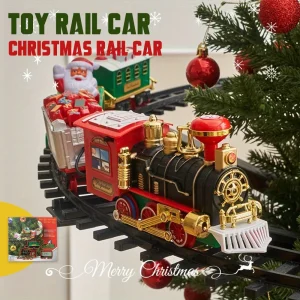 Christmas Train Electric Toys; Christmas Tree Decoration Train Track;  Frame Railway Car with Sound & Light Rail Car Christmas Gifts