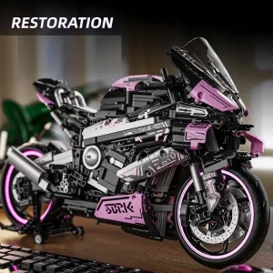Kbox 1:5 Large Motorcycle Racing Model Building Blocks:- Men's Stress-Relief Toy & Holiday Gift